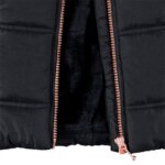 Manteau Chaud Fille / Parka Noire à Capuche Fourrure – Doudoune Matelassée Zips Dorés - Image 4