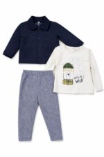 Ensemble 3 Pièces Bébé / Newborn – Veste Boutonnée, T-Shirt Manches Longues & Pantalon Stretch - Image 4