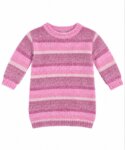 Robe Pull H&M Fille en Maille Rayée Rose – Robe Longue Tricot Chenille / Fluffy