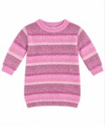 Robe Pull H&M Fille en Maille Rayée Rose – Robe Longue Tricot Chenille / Fluffy