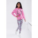 Ensemble Hello Kitty /Stitch– Sweat à Capuche Bleu Ciel & Legging Imprimé Sweat à Capuche Rose & Legging Imprimé