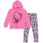 Ensemble Hello Kitty /Stitch– Sweat à Capuche Bleu Ciel & Legging Imprimé Sweat à Capuche Rose & Legging Imprimé - Image 4