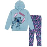 Ensemble Hello Kitty /Stitch– Sweat à Capuche Bleu Ciel & Legging Imprimé Sweat à Capuche Rose & Legging Imprimé - Image 5