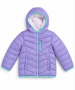 Doudoune Fille Violette Violet Lilas & Turquoise – Manteau Matelassé Capuche Doublée Peluche