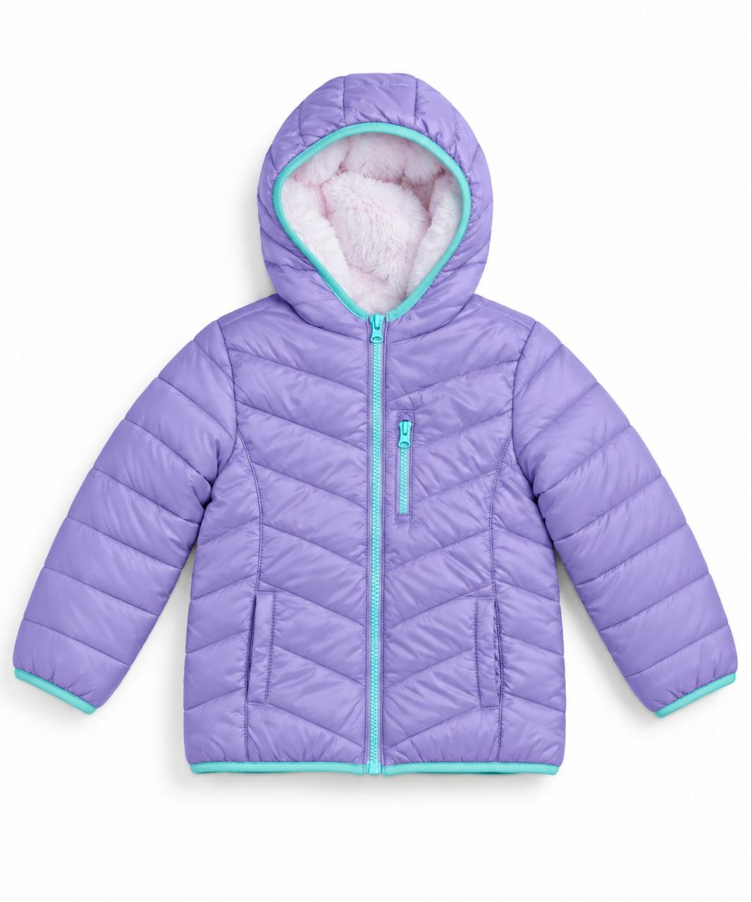 IMAGE 2026-09-08 14:46:21 Doudoune Fille Violette Violet Lilas & Turquoise – Manteau Matelassé Capuche Doublée Peluche - Image 1