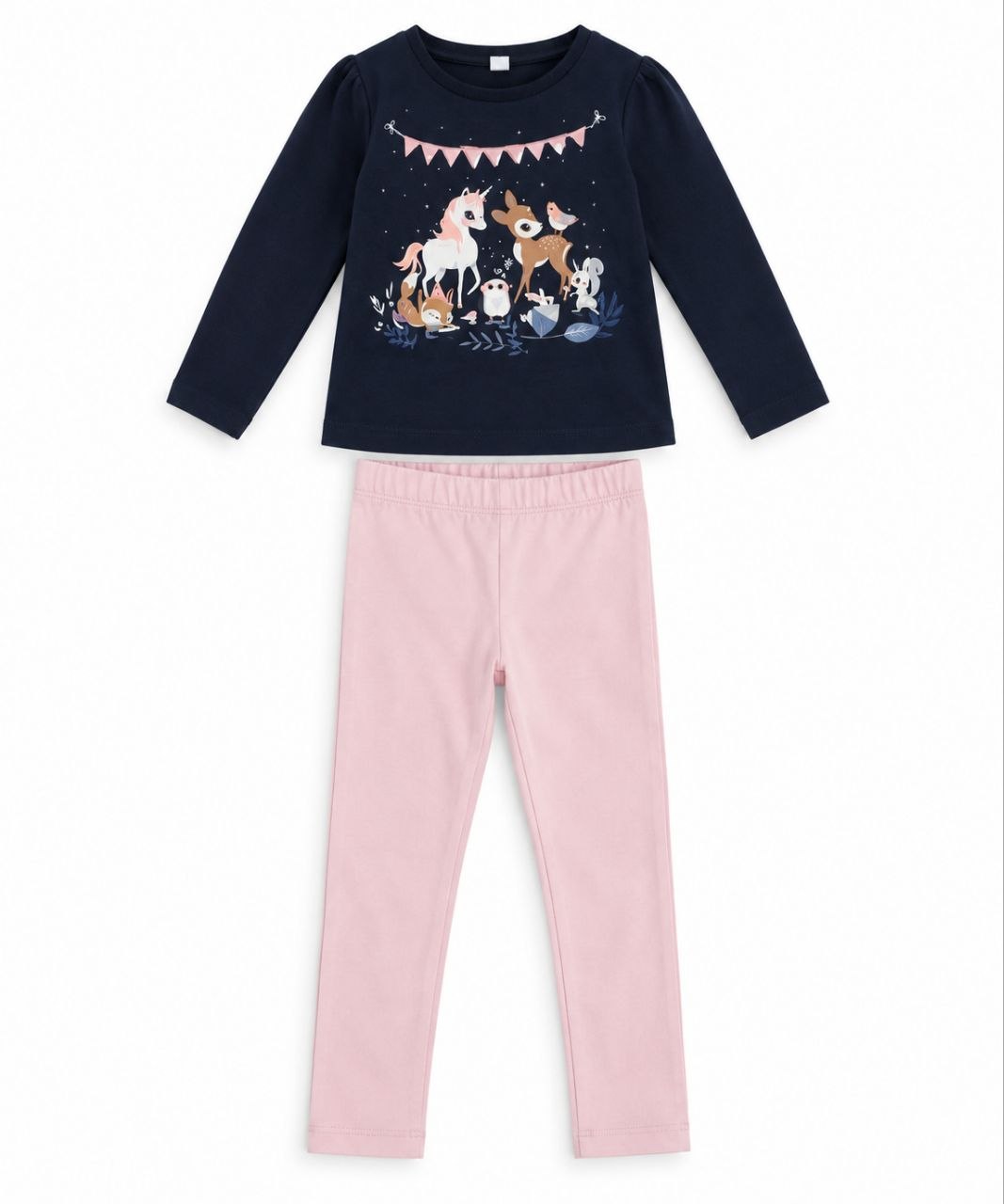 IMAGE 2026-09-08 15:03:24 Ensemble Pyjama H&M Fille 2 Pièces Rose Pastel – T-Shirt Manches Longues & Legging Côtelé - Image 1