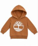 Sweat à Capuche Timberland Enfant Cameltown / Camel – Pull Molleton Logo Arbre Blanc