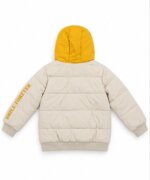 Doudoune veste à capuche jaune et beige imprimé "FOREVER" - Garçon - Image 3