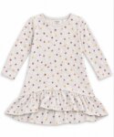 Robe tunique blanche à pois colorés volantée manches longues - Fille / Bébé