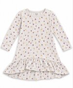 Robe tunique blanche à pois colorés volantée manches longues - Fille / Bébé