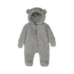 Combinaison pilote en moumoute grise à oreilles d'ours - Bébé Fille / Garçon