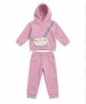 Ensemble survêtement rose avec petite pochette banane intégrée - Fille / Bébé