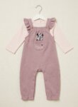 Ensemble salopette Minnie Mouse vieux rose et t-shirt blanc - Fille / Bébé