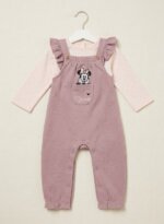 Ensemble salopette Minnie Mouse vieux rose et t-shirt blanc - Fille / Bébé