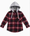 Chemises à Carreaux Enfant à Capuche – Collection Bûcheron Style Surchemise (Bleu Marine & Rouge/Noir)