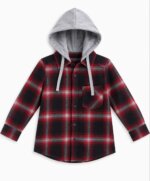 Chemises à Carreaux Enfant à Capuche – Collection Bûcheron Style Surchemise (Bleu Marine & Rouge/Noir)