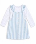 Ensemble Bébé Fille 2 Pièces – Robe Salopette à Volants & T-Shirt Manches Longues (Décliné en plusieurs coloris)