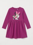 Robe Fille Disney Minnie Mouse & Figaro Prune / Fuchsia – Robe Manches Longues Trapeze