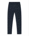 Legging Fille Bleu Marine Imprimé Micro-Pois Multicolores – Pantalon Souple en Coton Élastique