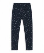 Legging Fille Bleu Marine Imprimé Micro-Pois Multicolores – Pantalon Souple en Coton Élastique
