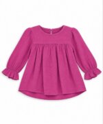 Tunique / Blouse Fille Manches Longues – Collection Fluide à Fronces (Déclinée en Imprimés & Unis) - Image 7
