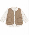 Ensemble Bébé 2 Pièces Gilet Matelassé Beige & Chemise à Imprimé Renards – Style Champêtre & Chic