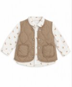 Ensemble Bébé 2 Pièces Gilet Matelassé Beige & Chemise à Imprimé Renards – Style Champêtre & Chic
