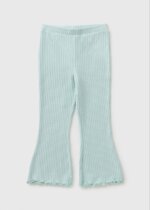 Ensemble Fille 2 Pièces Maille Côtelée Vert D'eau – Top Col Volanté & Pantalon Flare / Évasé - Image 4