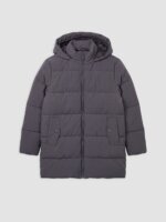 Doudoune Mi-Longue Fille Matelassée à Capuche Doublée Peluche – Manteau Hiver Tendance (Beige / Gris Anthracite) - Image 3