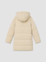 Doudoune Mi-Longue Fille Matelassée à Capuche Doublée Peluche – Manteau Hiver Tendance (Beige / Gris Anthracite) - Image 4