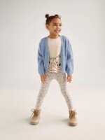 Gilet Cardigan Fille Bleu Ciel en Maille Côtelée – Pull Boutonné Encolure V Tendance - Image 2