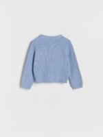 Gilet Cardigan Fille Bleu Ciel en Maille Côtelée – Pull Boutonné Encolure V Tendance - Image 5
