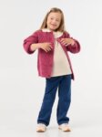 Gilet Cardigan Fille -kiabi- Vieux Rose en Maille Côtelée – Pull Boutonné Col Rond Manches Raglan