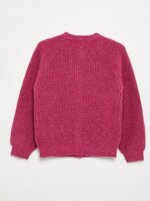 Gilet Cardigan Fille -kiabi- Vieux Rose en Maille Côtelée – Pull Boutonné Col Rond Manches Raglan - Image 5