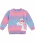 Pull Fille Arc-en-Ciel Dégradé Licorne Magique – Pull en Maille Pastel Doux