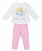 Pyjama / Tenue d'Intérieur Fille Fée Magique Blanc & Rose – T-Shirt Manches Longues et Leggings à Pois - Image 4