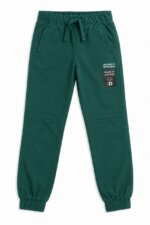 Jogging Garçon Vert Sapin en Molleton – Bas de Survêtement Sportswear "Make It Happen"