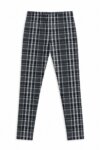 Legging Fille Imprimé Carreaux Tartan Noir et Blanc – Pantalon Extensible Style Écossais Modern Chic