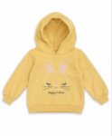 Sweat à Capuche Fille -h&m-Jaune Moutarde Imprimé Lapin Mignon – Hoodie Molleton Doux "Happy Nature"