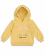 Sweat à Capuche Fille -h&m-Jaune Moutarde Imprimé Lapin Mignon – Hoodie Molleton Doux "Happy Nature"