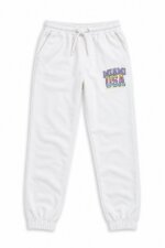 Jogging Blanc Écru Enfant "Miami USA" – Bas de Survêtement Style Universitaire Streetwear