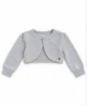 Gilet Boléro Fille Gris Chiné – Cache-Cœur Court Bouton Unique pour Robe de Cérémonie