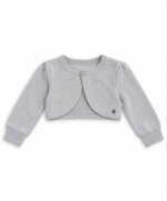 Gilet Boléro Fille Gris Chiné – Cache-Cœur Court Bouton Unique pour Robe de Cérémonie