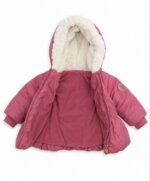 Doudoune Fille Vieux Rose Capuche Doublée Fausse Fourrure – Manteau Matelassé Chaud Taille Cintrée - Image 3