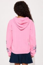 Sweat à Capuche Fille Disney Stitch Rose Poudré – Hoodie Molleton "Ohana Means Family" - Image 4
