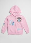 Veste Zippée à Capuche Fille Disney Stitch Rose Poudré – Sweat Zippé Molleton "Ohana Cosmic"