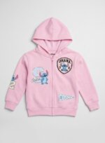 Veste Zippée à Capuche Fille Disney Stitch Rose Poudré – Sweat Zippé Molleton "Ohana Cosmic"
