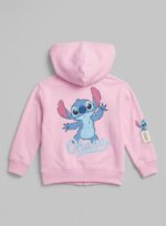 Veste Zippée à Capuche Fille Disney Stitch Rose Poudré – Sweat Zippé Molleton "Ohana Cosmic" - Image 3