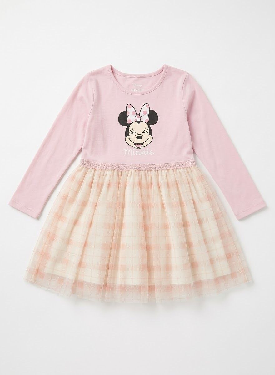 IMAGE 2026-09-17 16:48:45 Robe Fille Disney Minnie Mouse Rose Poudré – Robe Bi-Matière Haut Jersey et Jupon Tulle Féerique - Image 1