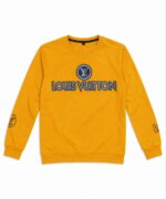 Sweat Enfant Col Rond Imprimé Logo – Pull Molleton Confortable Style Streetwear (Jaune Moutarde & Rouge) - Image 2